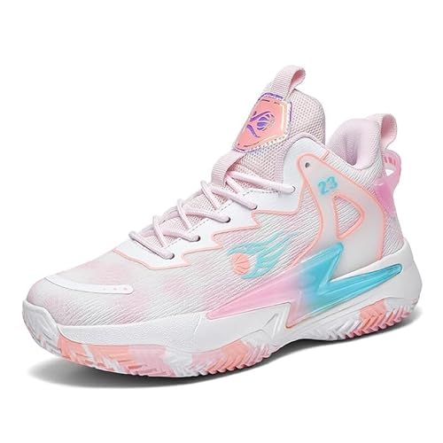 Solastride Unisex-Basketballschuhe sind atmungsaktive, rutschfeste, verschleißfeste, stoßdämpfende Outdoor-Sportschuhe mit Griff(Pink,37 EU) von Solastride