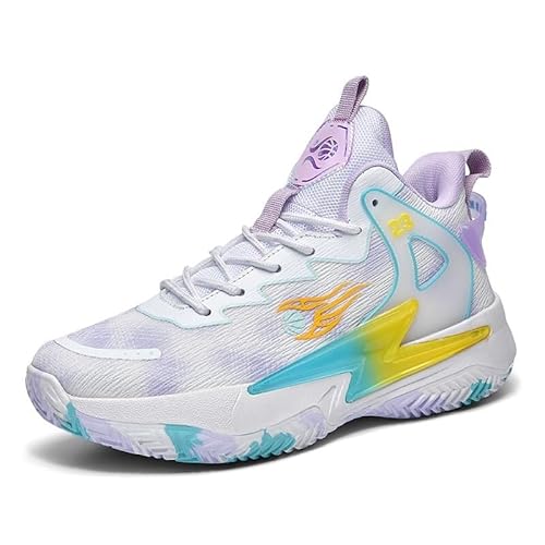 Solastride Unisex-Basketballschuhe sind atmungsaktive, rutschfeste, verschleißfeste, stoßdämpfende Outdoor-Sportschuhe mit Griff(Purple,37 EU) von Solastride