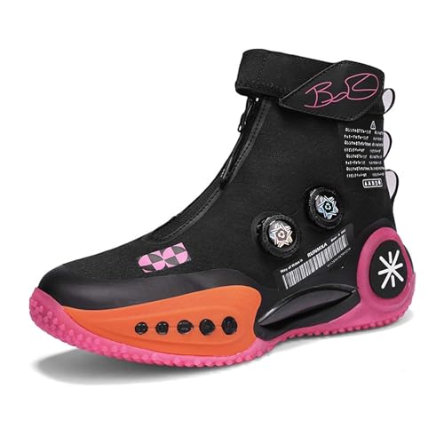 Solastride Unisex High Top Basketballschuhe Atmungsaktive Anti-Rutsch-Stoßdämpfung Rebound Grip Outdoor-Sportstiefel(Black,41 EU) von Solastride