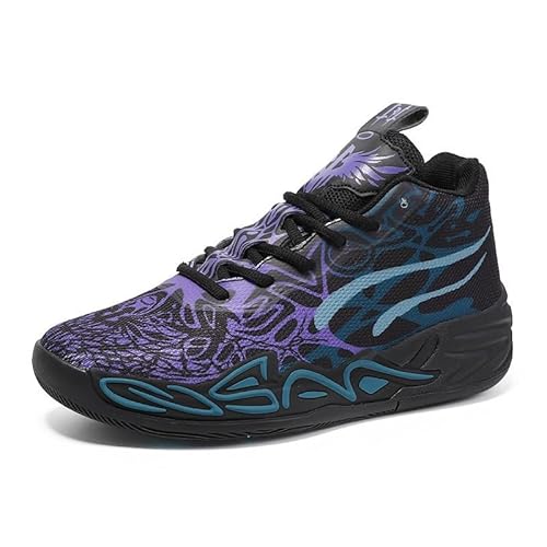 Solastride Unisex High Top Basketballschuhe mit Mesh Atmungsaktive rutschfeste modische Outdoor-Sport-Freizeitschuhe(Black Purple,37 EU) von Solastride
