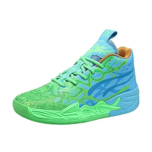 Solastride Unisex High Top Basketballschuhe mit Mesh Atmungsaktive rutschfeste modische Outdoor-Sport-Freizeitschuhe(Blue Green,39 EU) von Solastride