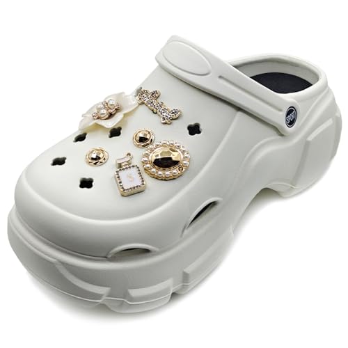 Solaud Damen Plattform Clogs Hohe Plattform Clog Klassische Bequeme Slip On Slide Garten Outdoor Strand Clogs Schuhe von Solaud