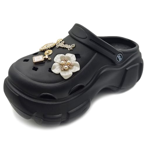 Solaud Damen Plattform Clogs Hohe Plattform Clog Klassische Bequeme Slip On Slide Garten Outdoor Strand Clogs Schuhe von Solaud