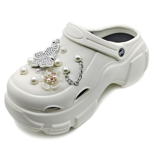 Solaud Damen Plattform Clogs Hohe Plattform Clog Klassische Bequeme Slip On Slide Garten Outdoor Strand Clogs Schuhe von Solaud
