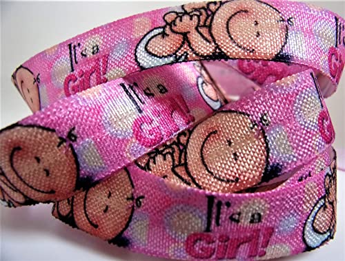 Elastisches Band zum Umklappen – It's a Girl! Bedruckter FOE – 1,6 cm breit, 9,1 m – ideal für Haargummis, Armbänder und Dekorationen Elastisches Band zum Umklappen – It's a Girl! Bedruckter FOE – 1,6 cm breit, 9,1 m – ideal für Haargummis, Armbänder und Dekorationen von Sold by Christmas City Ribbons and Bows