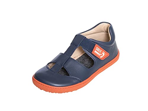 Sole Runner Jungen Unisex Kinder Ersa Sneaker, Navy/Orange, 25 EU Weit von Sole Runner