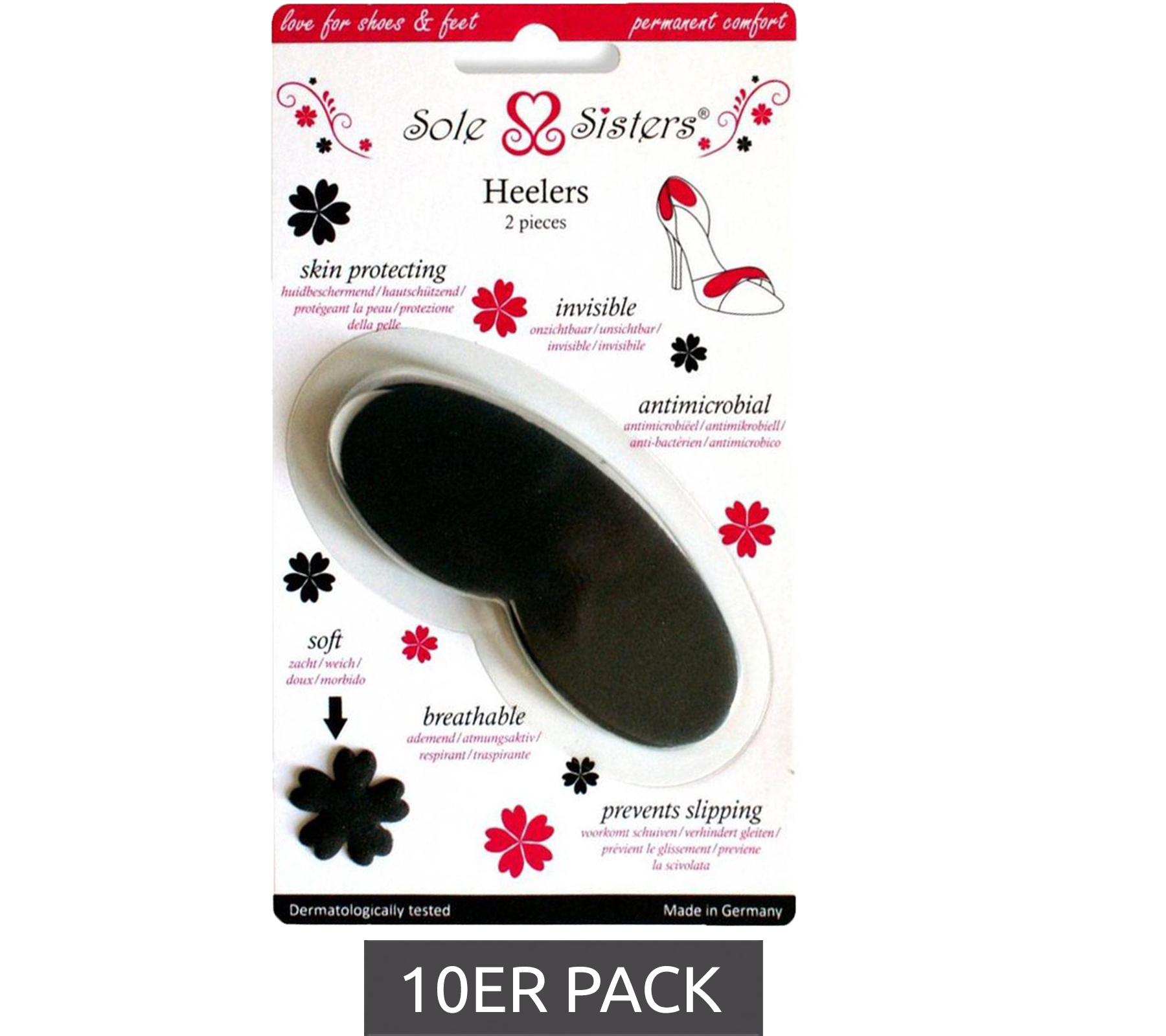 10er Sparpack Sole Sister Heelers Stoßdämpfend und atmungsaktiv für High Heels Einlegesohle Schwarz/Grau von Sole Sisters