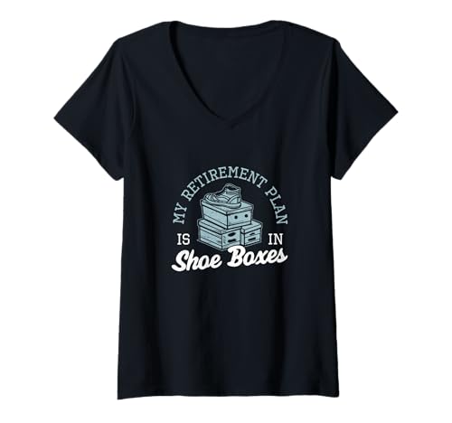 Damen My Retirement Plan is In Shoe Boxes Lustige Sneaker Sammler T-Shirt mit V-Ausschnitt von Sole Sneaking Police