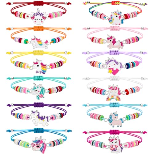 Soleebee 12 Stück Freundschaftsarmband Kinder Einstellbare Geflochten Armbänder, Bunte Perlen Armbänder Set Kinderschmuck Als Geschenk für Mädchen Kinder Mitgebsel Geburtstag Party (Einhorn) von Soleebee