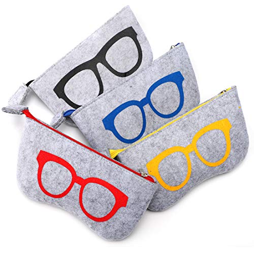 Soleebee 4er Pack tragbare Brillenetui für Damen und Herren Weiche Filz Reißverschluss Brillen Sonnenbrillen Tasche Make-up Aufbewahrungstasche von Soleebee