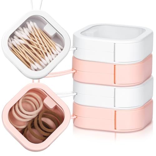 Soleebee 6 tragbare Haargummi-Organizer-Box Qtip Halter, kleine Haar-Accessoire-Behälter, Reise-Haargummi-Halter, Wattestäbchen-Spender, stapelbar oder hängende kleine Gegenstände, Aufbewahrungsbox von Soleebee