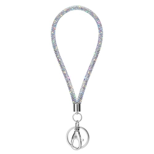 Soleebee Kartenhalter Armbänder, Bling Strass Schlüsselband Lanyard mit Schlüsselring Kristall Armband Damenbänder Armbänder Kit für Schlüsselanhänger ID-Kartenhalter (AB Farbe) von Soleebee