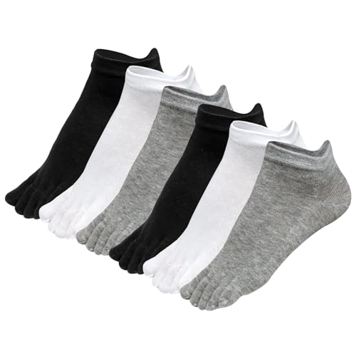 Soleeya 6 Paar Damen Zehensocken Baumwolle 35-40, Atmungsaktiv Kurz Zehensocken Sneaker Socken Damen Fünf Finger Socken Weich und Bequem Toe Socks Cotton Geeignet für Sport und Freizeit von Soleeya