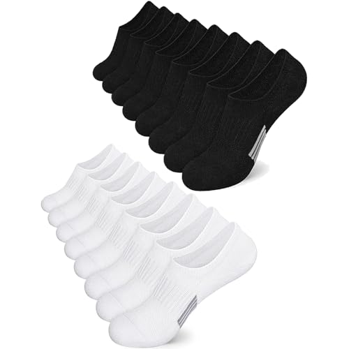 Soleeya 8 Paar FüßLinge Sneaker Socken Herren Damen 35-39 40-43, Schwarz Weiß Unsichtbare Sneaker Socken Baumwolle Atmungsaktive FüßLinge Laufsocken Sportsocken mit Mesh Invisible KnöChelsocken Unisex von Soleeya