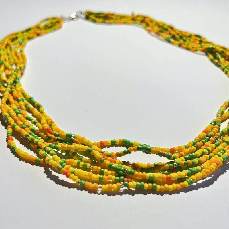Handgemachte Perlenkette Gelb & Grün Multi-Layer Boho Statement Schmuck Handgemachte Perlenkette Gelb & Grün Multi-Layer Boho Statement Schmuck von SolegaHandmade