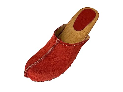 Solema ASTELLA Lederschuhe Clog Pantolette Komfortschuhe Hausschuhe, Damen, Rot, EU 38 von Solema