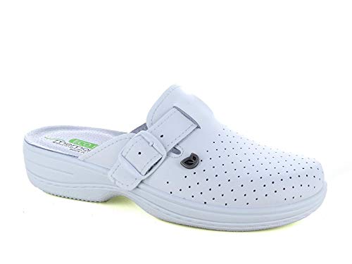 Solema Ecobio Sanitary 191708 Lederschuhe Clog Pantolette Komfortschuhe Hausschuhe, Damen, Weiß, EU 40 von Solema