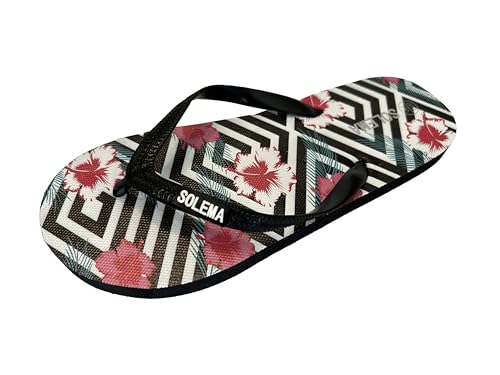 Solema Slip-on Strand Pool Mode Flip Flops Slide Sandalen Hausschuhe Schuhe, Damen, Abstrakte Blumen, EU 38 von Solema