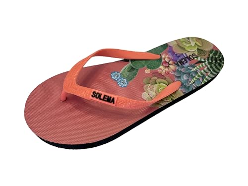 Solema Slip-on Strand Pool Mode Flip Flops Slide Sandalen Hausschuhe Schuhe, Damen, Pinke Blumen, EU 40 von Solema