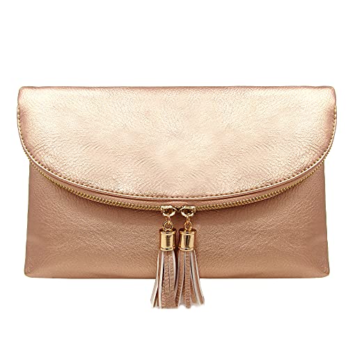 Solene Damen-Clutch mit Quasten-Akzent, Gold (rose gold), Small von Solene