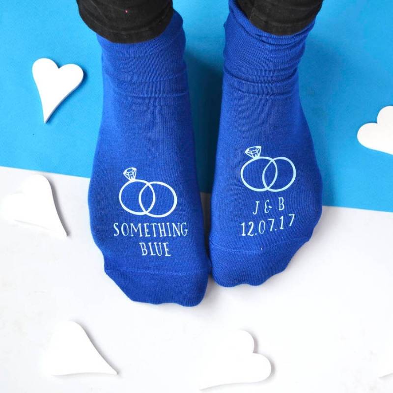 Etwas Blaues Personalisierte Bräutigam Hochzeitssocken | Hochzeitsgeschenke Token Geschenke Für Ihn Socken Verlobungen von Solesmith
