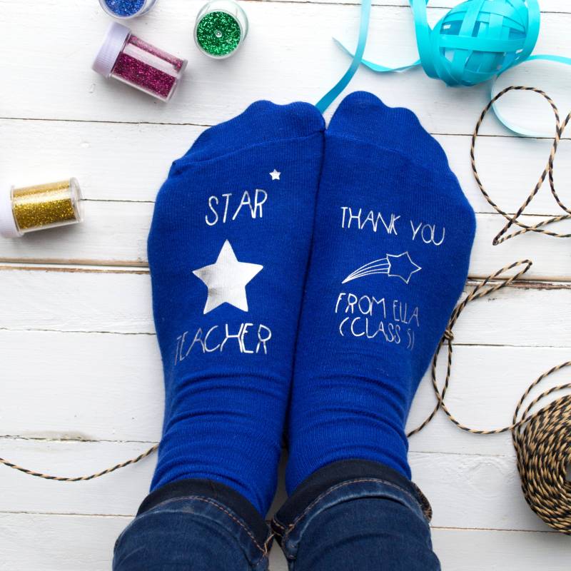 Personalisierte Stern-Lehrer-Socken Danke Geschenk von Solesmith