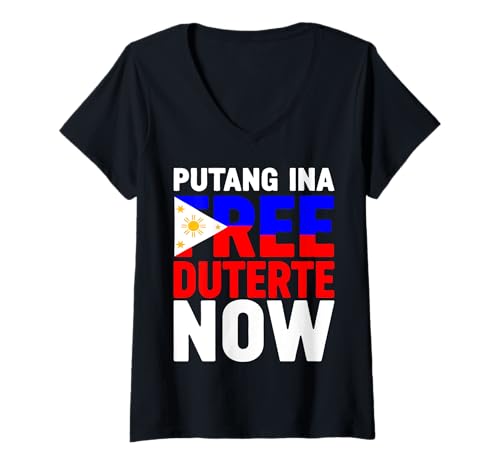 Damen Gratis Duterte Now I Stand with PRRD Rodrigo Digong Duterte T-Shirt mit V-Ausschnitt Damen Gratis Duterte Now I Stand with PRRD Rodrigo Digong Duterte T-Shirt mit V-Ausschnitt von Solid DDS Tatay Digong President Rodrigo Duterte