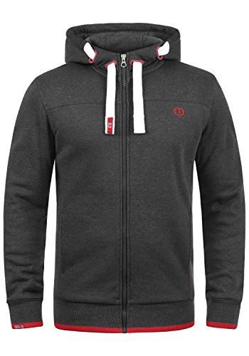 Solid BenjaminZip Herren Sweatjacke Kapuzenjacke Hoodie Mit Kapuze Reißverschluss Und Fleece-Innenseite, Größe:M, Farbe:Med Grey (8254) von Solid