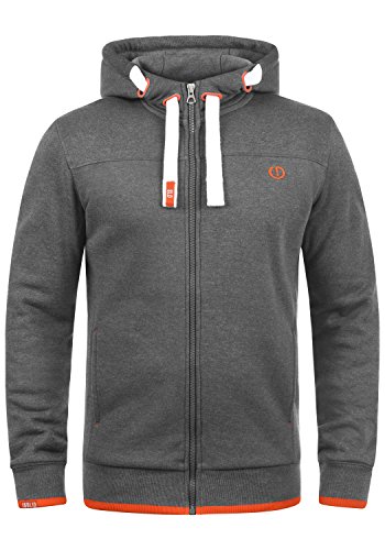 Solid BenjaminZip Herren Sweatjacke Kapuzenjacke Hoodie Mit Kapuze Reißverschluss Und Fleece-Innenseite, Größe:S, Farbe:Grey Melange (8236) von Solid