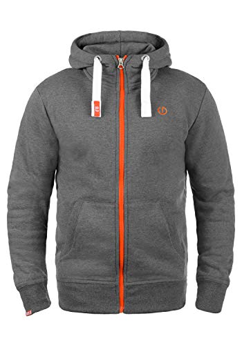 Solid Benn High-Neck Herren Sweatjacke Kapuzenjacke Hoodie Mit Kapuze Reißverschluss Und Fleece-Innenseite, Größe:S, Farbe:Grey Melange (8236) von Solid