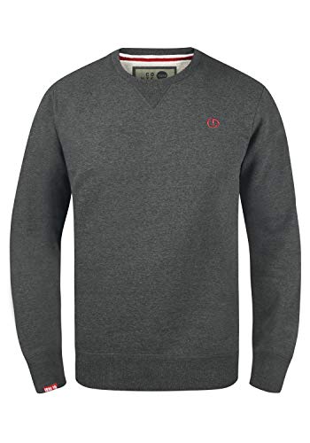 !Solid SDBenn Herren Sweatshirt Pullover Sweater mit Rundhals-Ausschnitt Rippbündchen Label-Details Baumwollmischung Regular fit, Größe:S, Farbe:Med Grey (8254) von !Solid