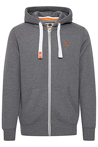 !Solid SDBennZip Herren Sweatjacke Kapuzenjacke Hoodie mit Kapuze Reißverschluss Kordelzug Label-Details Baumwollmischung Regular fit, Größe:S, Farbe:Grey Melange (8236) von !Solid