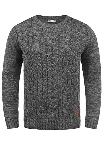 Solid Philemon Herren Winter Pullover Strickpullover Grobstrick Pullover Zopfstrick mit Rundhalsausschnitt, Größe:XXL, Farbe:Dark Grey (2890) von Solid