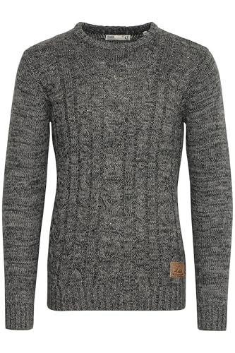 !Solid SDPhilemon Herren Pullover Strickpullover Grobstrick Pullover mit Zopfstrick Rundhalsausschnitt 100% Baumwolle Regular fit, Größe:XXL, Farbe:Dark Grey (2890) von !Solid