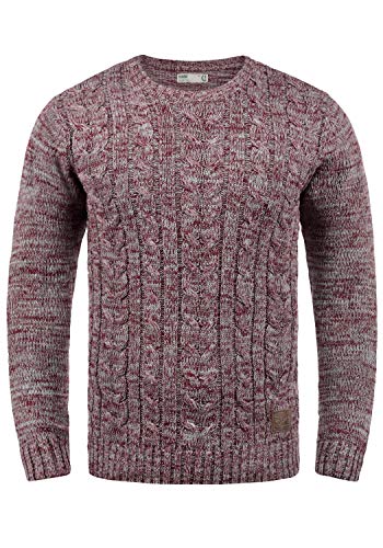 Solid Philemon Herren Winter Pullover Strickpullover Grobstrick Pullover Zopfstrick mit Rundhalsausschnitt, Größe:XL, Farbe:Wine Red Melange (8985) von Solid