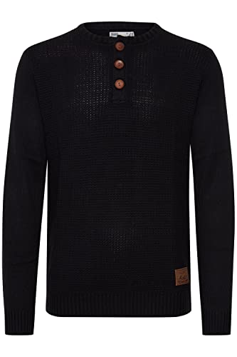 Solid Terrance Herren Strickpullover Feinstrick Pullover Mit Rundhals Und Knopfleiste, Größe:S, Farbe:Black (9000) von Solid