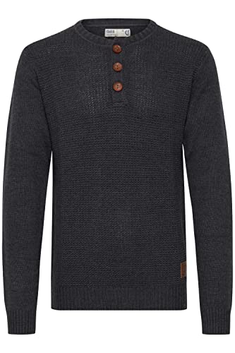 !Solid SDTerrance Herren Strickpullover Feinstrick Pullover mit Grandad Ausschnitt Baumwollmischung Regular fit, Größe:S, Farbe:Dark Grey Melange (8288) von !Solid