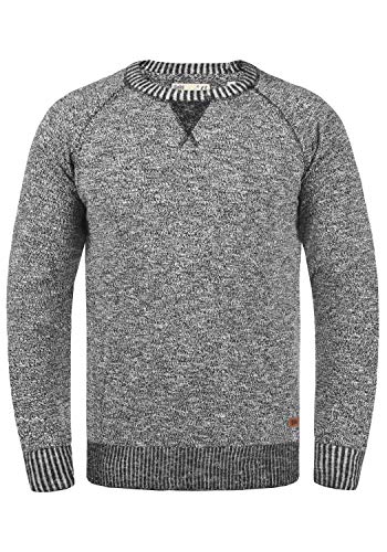 Solid Thian Herren Strickpullover Feinstrick Pullover Mit Rundhals Und Melierung Aus 100% Baumwolle, Größe:XXL, Farbe:Black (9000) von Solid