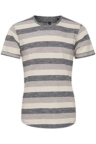 Solid Thicco Herren T-Shirt Kurzarm Shirt Mit Streifen Und Rundhalsausschnitt 100% Baumwolle, Größe:L, Farbe:Black (9000) von Solid