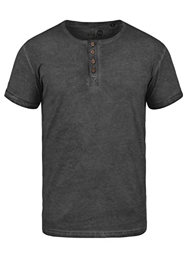 Solid Tihn Herren T-Shirt Kurzarm Shirt Mit Grandad-Ausschnitt Aus 100% Baumwolle, Größe:M, Farbe:Black (9000) von Solid