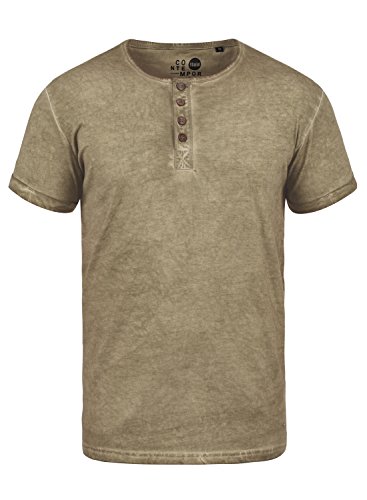Solid Tihn Herren T-Shirt Kurzarm Shirt Mit Grandad-Ausschnitt Aus 100% Baumwolle, Größe:M, Farbe:Dune (5409) von Solid