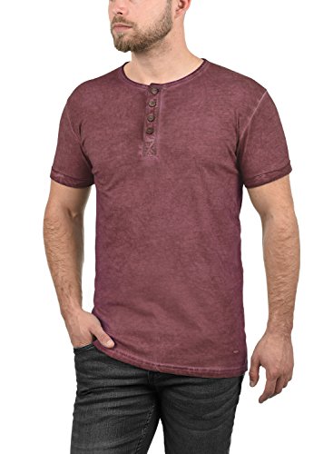 Solid Tihn Herren T-Shirt Kurzarm Shirt Mit Grandad-Ausschnitt Aus 100% Baumwolle, Größe:M, Farbe:Wine Red (0985) von Solid