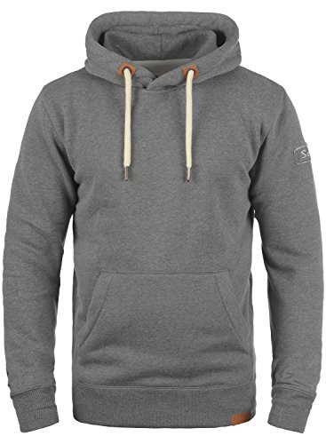 !Solid SDTripHood Herren Kapuzenpullover Hoodie Pullover mit Kapuze Kordelzug Kängurutasche Kängurutasche Rippbündchen Label-Details Baumwollmischung Regular fit, Größe:M, Farbe:Grey Melange (8236) von !Solid