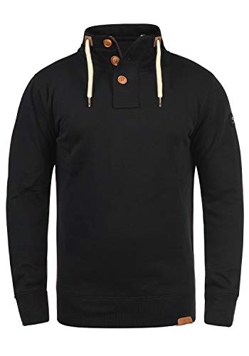 Solid TripTroyer Herren Sweatshirt Pullover Troyer Pulli Mit Stehkragen Und Knopfverschluss, Größe:M, Farbe:Black (9000) von Solid