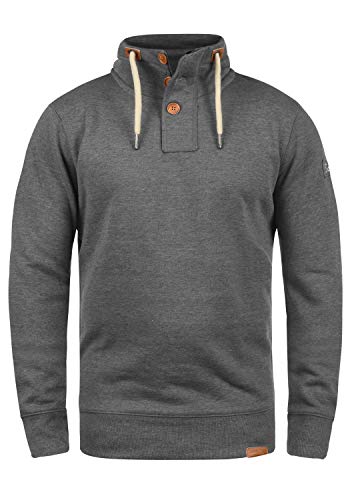 Solid TripTroyer Herren Sweatshirt Pullover Troyer Pulli Mit Stehkragen Und Knopfverschluss, Größe:M, Farbe:Grey Melange (8236) von Solid