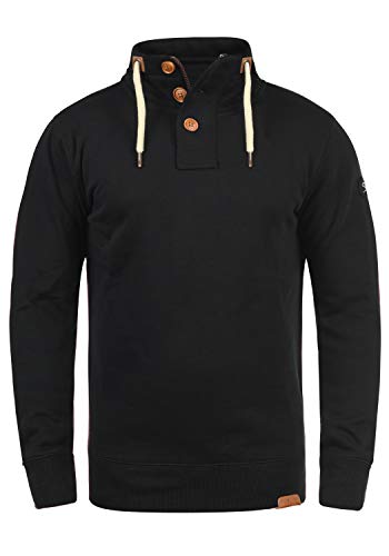 Solid TripTroyer Herren Sweatshirt Pullover Troyer Pulli Mit Stehkragen Und Knopfverschluss, Größe:S, Farbe:Black (9000) von Solid