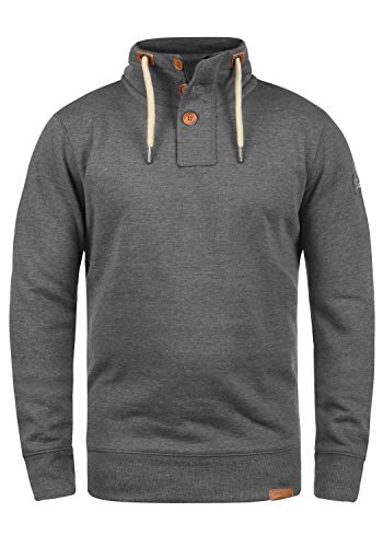 !Solid SDTripTroyer Herren Sweatshirt Troyer Pullover mit Stehkragen Knopfverschluss Reißverschluss Kordelzug Rippbündchen Baumwollmischung Regular fit, Größe:S, Farbe:Grey Melange (8236) von !Solid