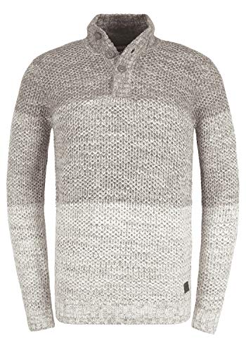 !Solid Afton Herren Strickpullover Troyer Grobstrick Pullover mit hohem Kragen, Größe:L, Farbe:Grey Melange (1840051) von !Solid