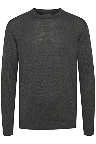 Solid Alagro Herren Strickpullover Feinstrick Pullover aus 100% Baumwolle, Größe:L, Farbe:Dark Grey Melange (1940071) von Solid