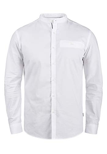 Solid Allion Herren Hemd Langarmhemd Freizeithemd mit Stehkragen Slim Fit, Größe:XL, Farbe:White (0001) von Solid